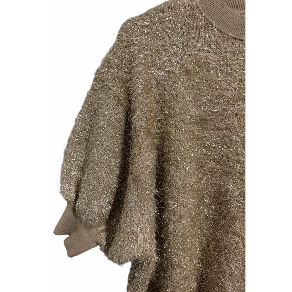 Anthropologie Maeve Violetta SS Tinsel‎ Sweater Honey Women's Size Medium - Image 7