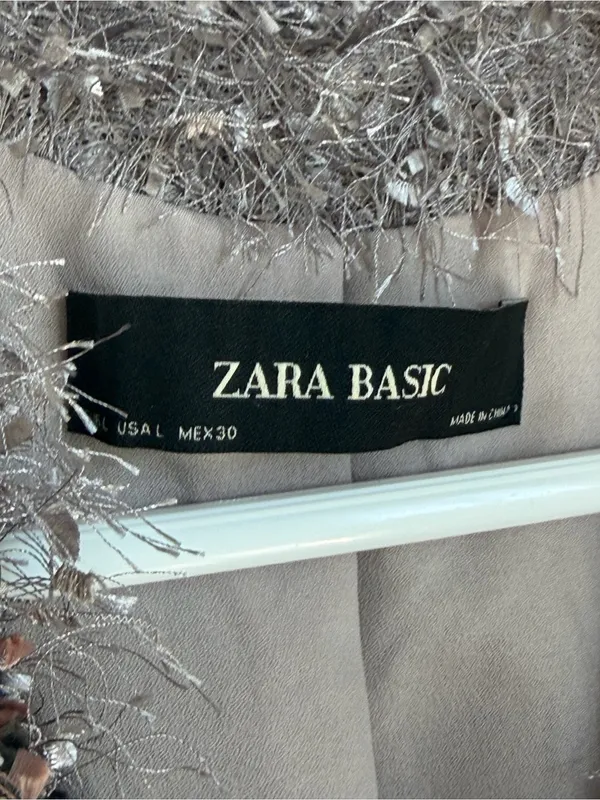 Zara Basic Fringed Fluffy Shaggy Cropped Cardigan Jacket - Image 3