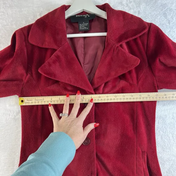Formula X Small S Pea Coat Vintage Velour Fleece Lined 3 Button‎ Jacket Pockets - Image 8