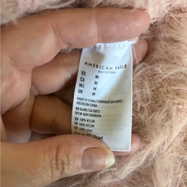 American Eagle Outfitters Teddy Eyelash Turtleneck Sweater Size Medium Pink - Image 4