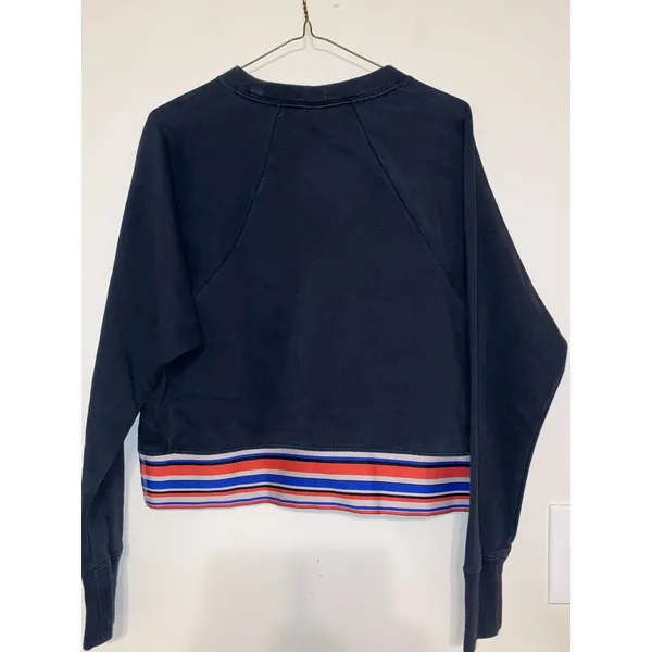 Women's Nike‎ Pro Dri-FIT Black Cropped Sweatshirt Striped Bottom Size Small - Image 2