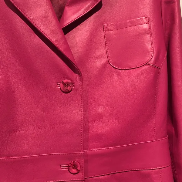 Vintage Metrostyle Magenta Leather Jacket Pink Size 12 - Image 3