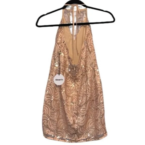 NWT About Us Peach Sequin Lined‎ Mini Dress - Image 8