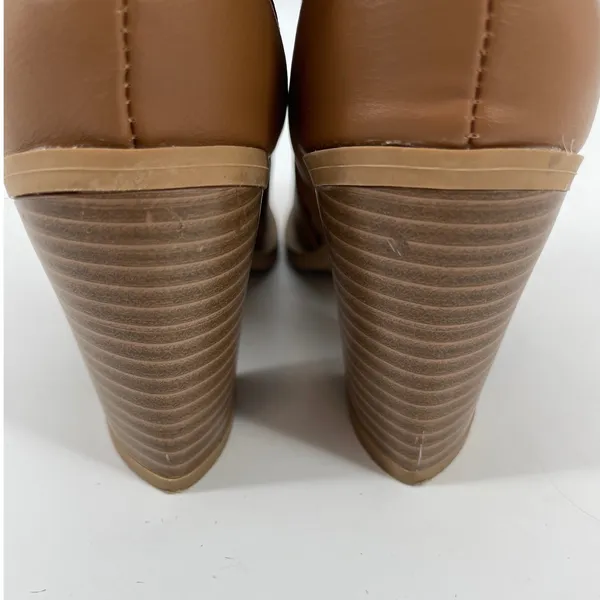 Women's Ankle Boots Chelsea Booties Side Zip Elastic Block Heel‎ Brown Size 8.5 - Image 3