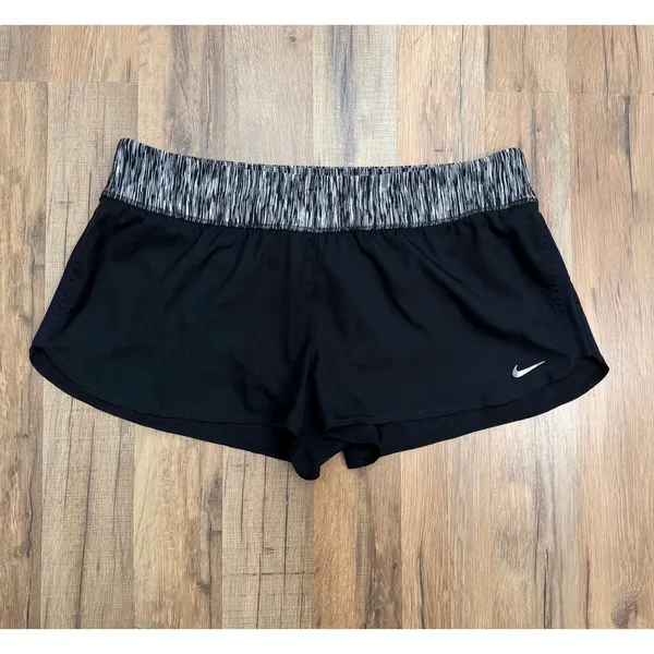 Nike Dri Fit‎ Running Shorts Women XL Black Athletic Lined Gym Active - Image 2