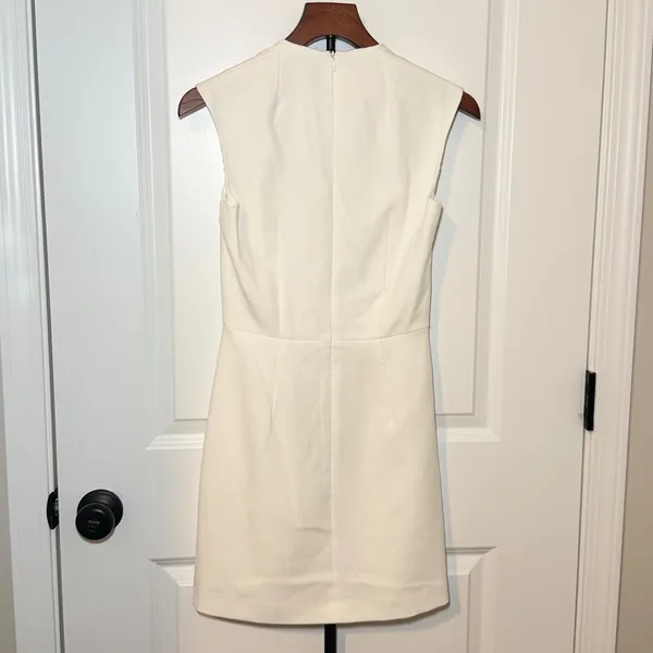 French Connection Cream Square Neck Sleeveless A-Line Mini Dress Size 2 - Image 3