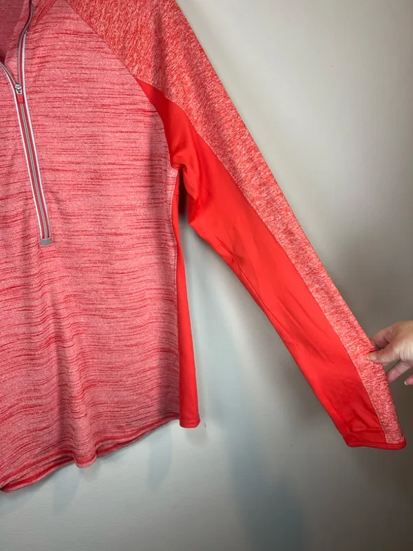 Athleta Running Wild 1/2 Zip Pullover Shirt Red Performance Pocket Reflective Lg - Image 4