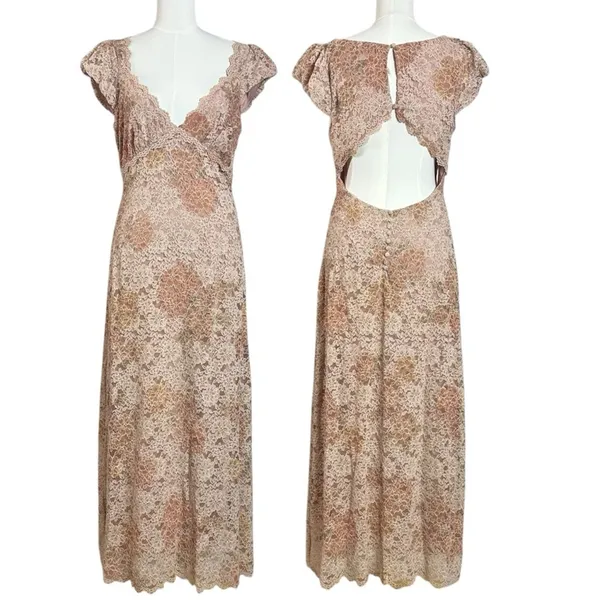 Free People Dainty Ethereal Butterfly Babe Lace Maxi Dress Antique Floral Medium - Image 4
