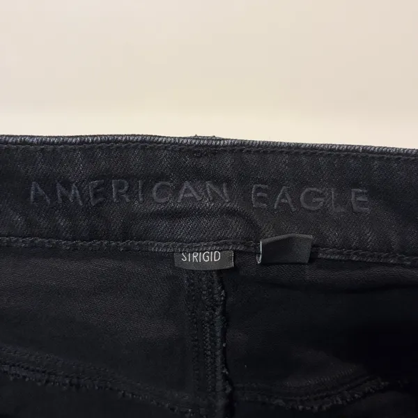American Eagle Super High Rise Ultra Wide Leg Black Whiskering Fading Size 12R - Image 4