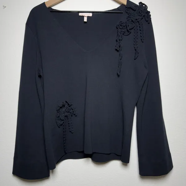 Rebecca Taylor Women 100% Cotton Fairy Grungr Whimsigoth Flare Knit Sweater‎ Top - Image 3