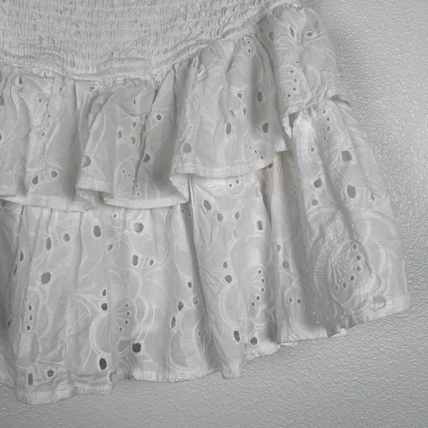 Altar'd State Women's Carrie Tiered‎ Mini Skirt White Sz L - Image 7