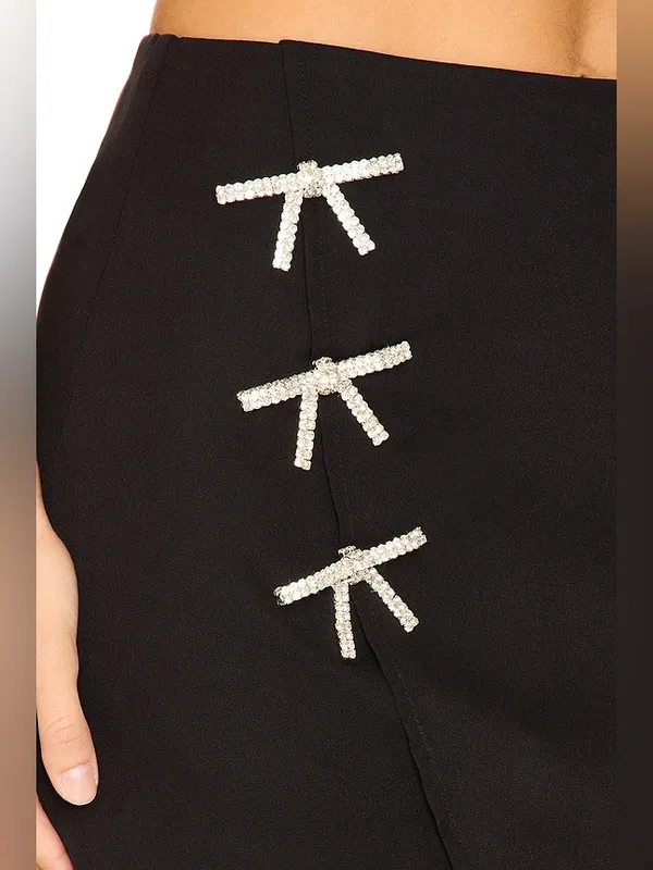 More To Come NEW Revolve Ember Mini Skirt Black Adorable Bow Detail - Image 5