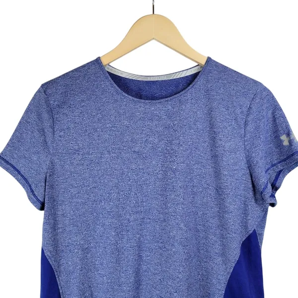 Under Armour‎ Women Blue Short Sleeve Running Training Shirt Top UA HeatGear - Image 4