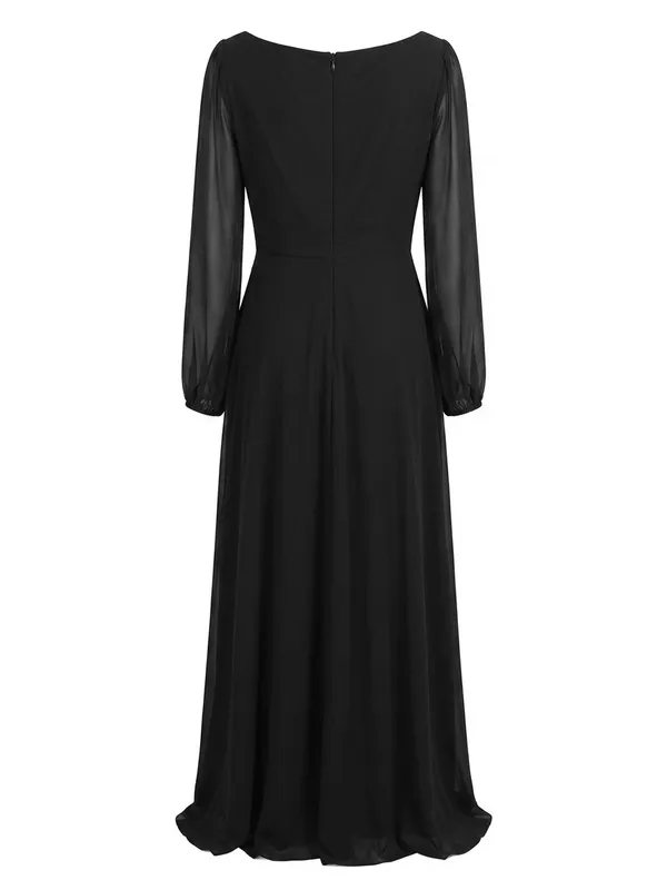 Ever Pretty Black Chiffon V-Neck Maxi Dress with Beaded Waistsize 16 - Image 4