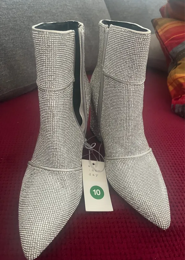 Madden Rhinestone Pointed Toe Booties with Cushioned - Image 2