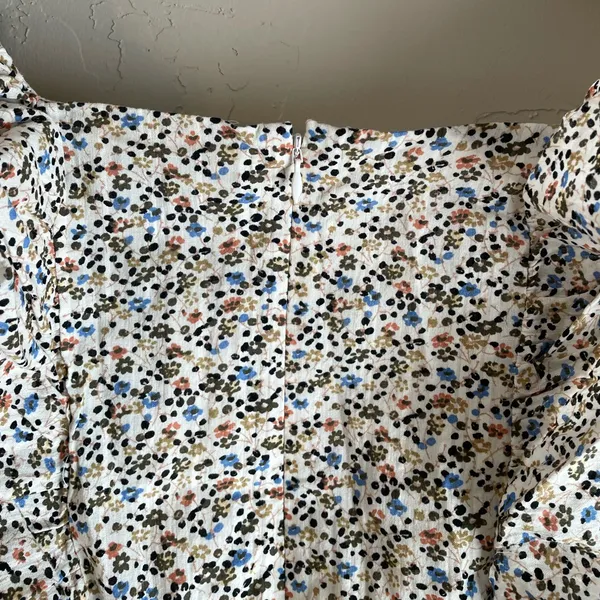 Madewell Floral Midi Dress - Cream and Blue - Image 6