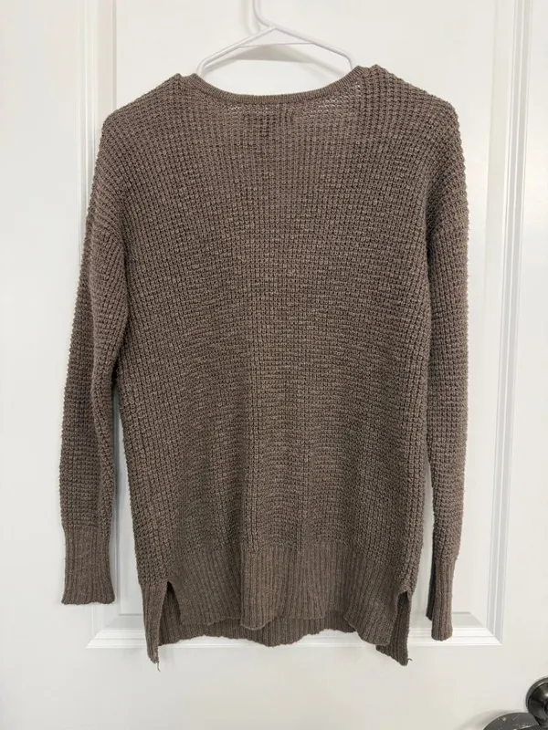 American Eagle Brown Open Knit Lace Up Sweater Women’s Small - Image 7