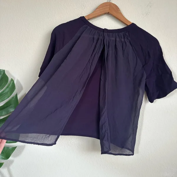 Aritzia Babaton Purple Silk Split Back Blouse - Image 4