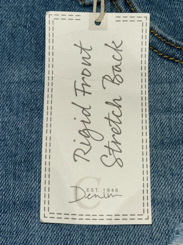 Cato est 1946 Denim Jean Skirt Raw Hem Patched Women's Size 12 Stretch Pockets - Image 8