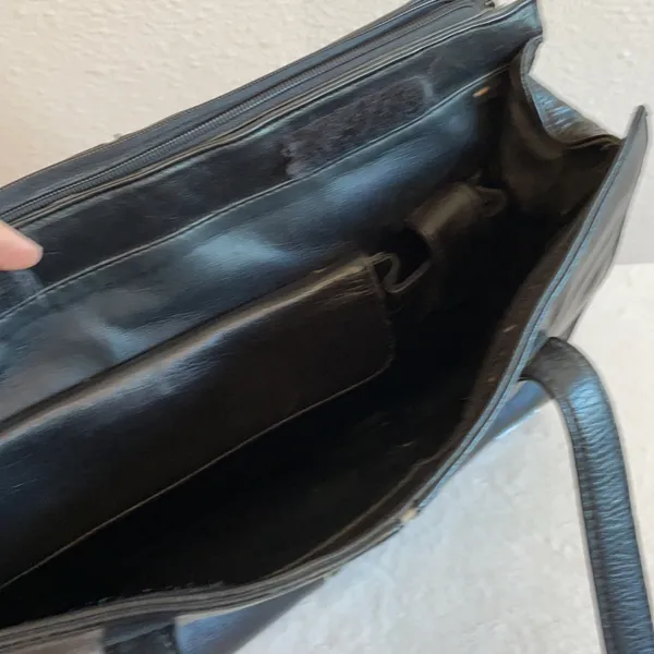 Perlina Black Leather Work Tote handbag - Image 7