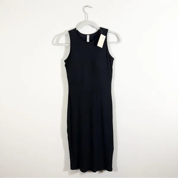 NWT Popilush No Shaper Modal Sleeveless Unlined Black Ribbed Mini Tank Dress XL - Image 5