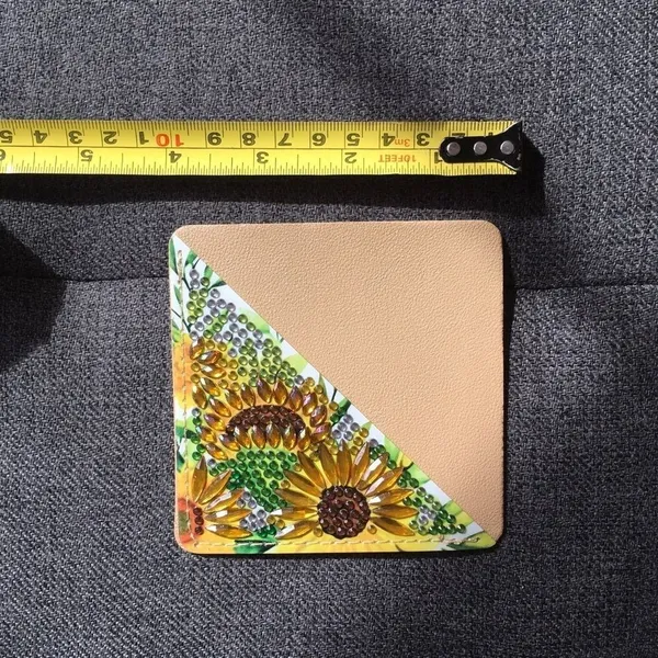 Diamond Art SUNFLOWERS 03 Corner Bookmark, Colorful, Sparkly, Bling, Gold, Brown - Image 10