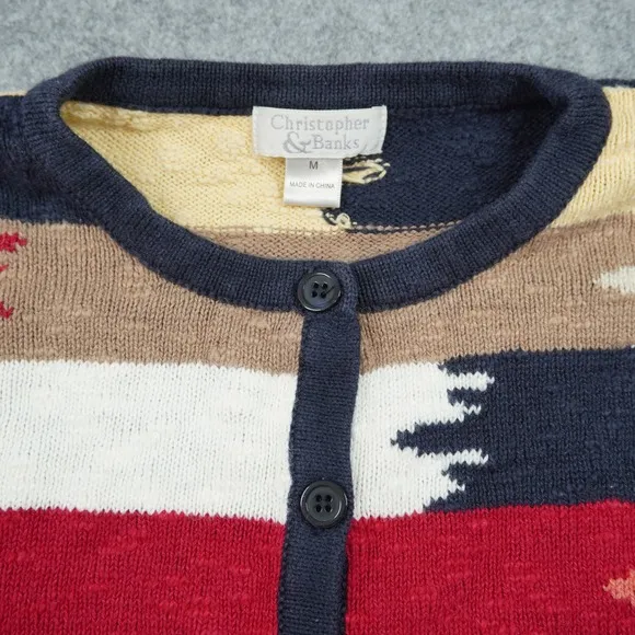 Vintage Christopher‎ & Banks Cardigan Sweater Ikat Stripe Western Cottagecore - Image 2