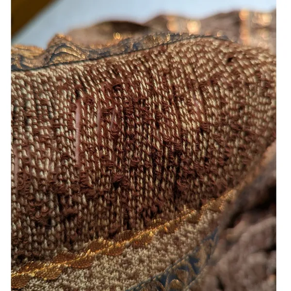 Vtg 1950s Brown Gold Tiered Fringe Mexican Patio Hook Closure Circle Skirt Sz XS - Image 3