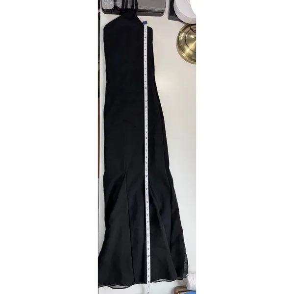 Vintage Jackie K Black Spaghetti Strap Godet‎ Hem Formal Midi Dress Size 7/8 - Image 7