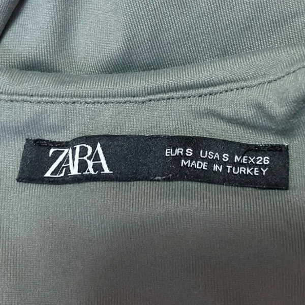 Zara Women's Green Sleeveless High Neck Stretch Racerback Bodysuit Tank Top S - Image 3