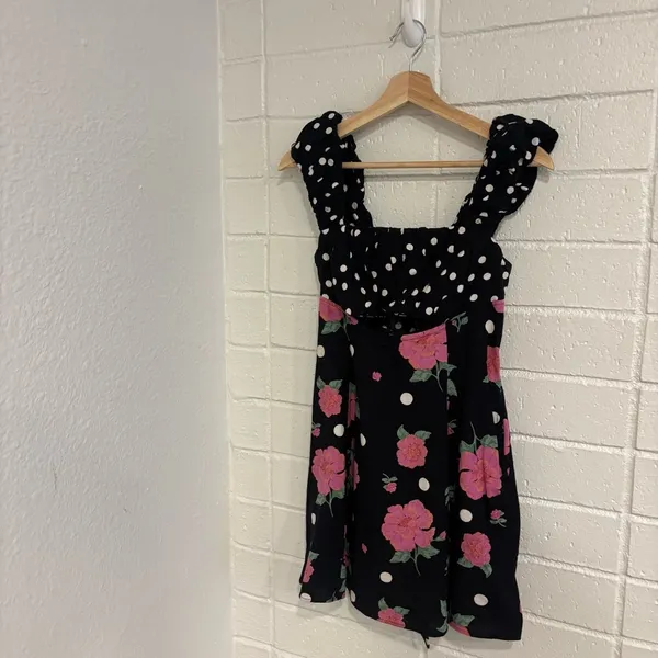 Free People bom bom mini dress in black and pink - Image 6