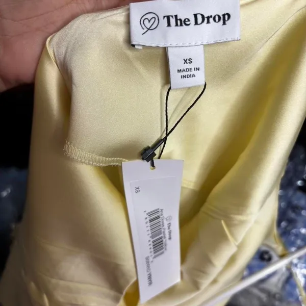 The Drop Ana Satin Slip Dress Pastel Yellow XS - Image 6