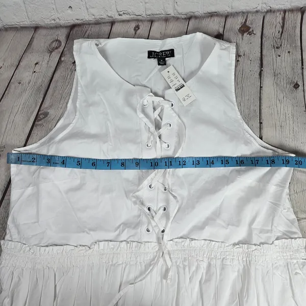 J. Crew Tiered lace-up mini dress‎ in cotton poplin White M BR462 - Image 7