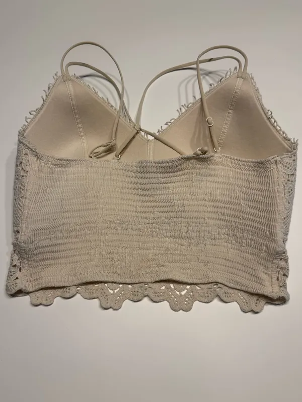 Willow & Root Crochet Full Coverage Bralette Natural Size Large Boho V-Neck - Image 5