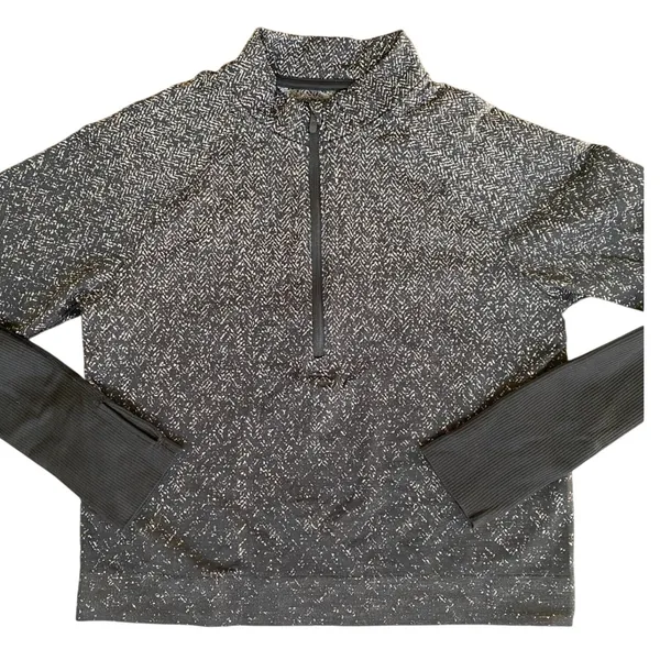 Lululemon‎ Rest Less Half Zip Pullover Herringbone Black White Women Size 8 - Image 4