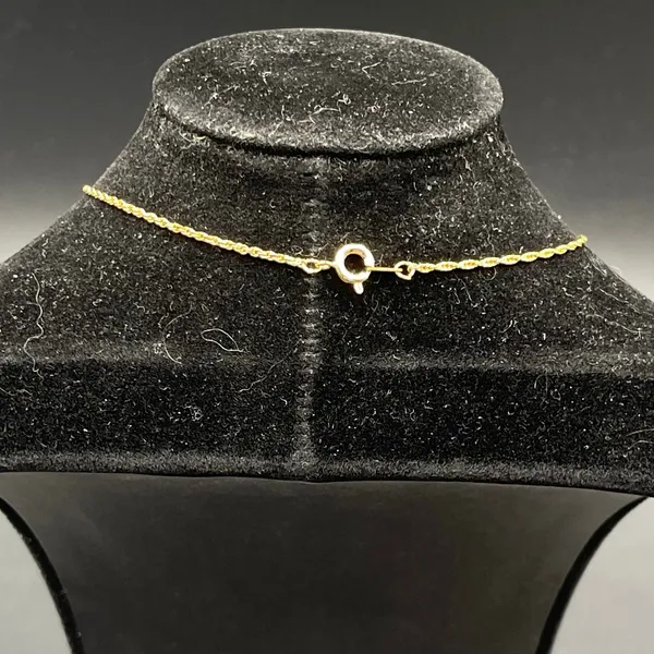 Mother of Pearl Heart Inlay Gold Tone Unsigned Necklace Vtg 18" - Image 5