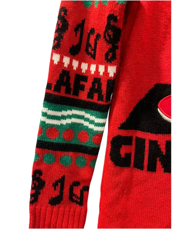 Derek Heart DJ Gingerbread House Music Ugly Christmas Sweater Red Small Womens - Image 5