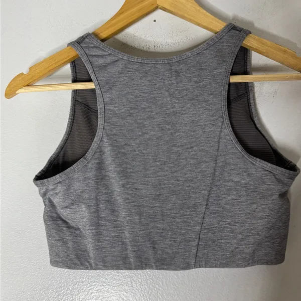 Athleta Womens Size S Top Bra Crop Grey Twist‎ Crop Workout Scoop Neck Athletic - Image 2