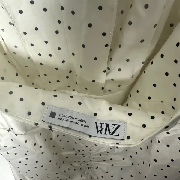 ZARA Polka Dot Halter Ruched Bodycon Mini Dress‎ Women Size M - Image 4