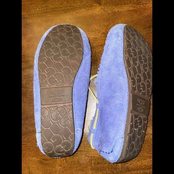 UGG DAKOTA SUEDE/ SHEEPWOOL MOCCASIN‎ SLIPPERS, WOMEN US 4 Blue - Image 4