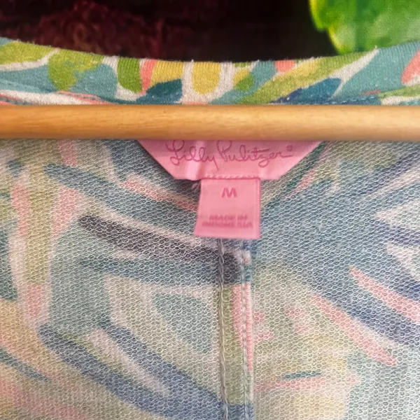 Lilly Pulitzer Devon Serenity Dress Medium Mini Tunic Tropical Hawaii Green Blue - Image 5