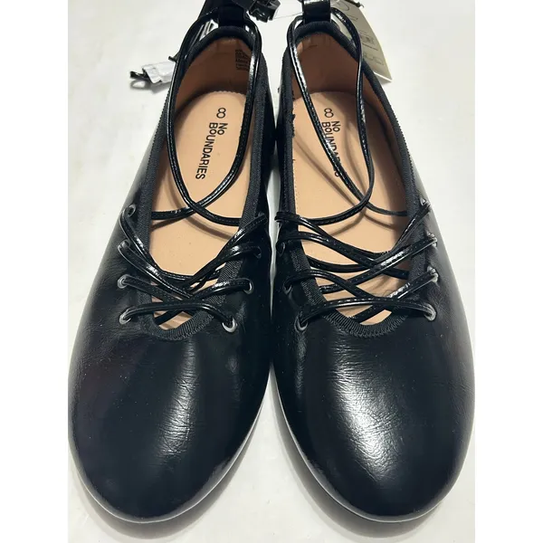 No Boundaries Corset Ballet Flats Black Lace Up Ankle Tie Womens Shoes Sz 7 NWOB - Image 4