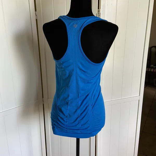 Athleta‎ Womens Tank Top Sz S Fastest Track Blue Tiger Animal Print Unstinkable - Image 2
