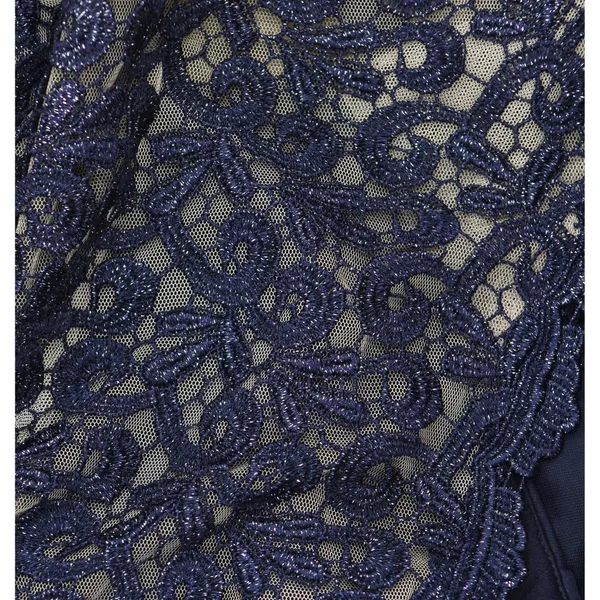 X By Xscape Plus Size Ruched Lace Gown Dress XC121W Navy Blue 18W - Image 6