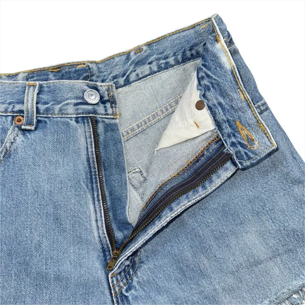 Vintage Reworked Levi’s High Rise Cut Off Denim Shorts Women’s 26 Light Wash - Image 4