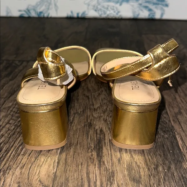 Metallic Gold Women's Heels Size 8 - Image 2