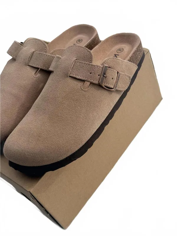 KIDMI Beige Suede Slip-On Clogs with Adjustable Buckle - Size 38 - Image 4