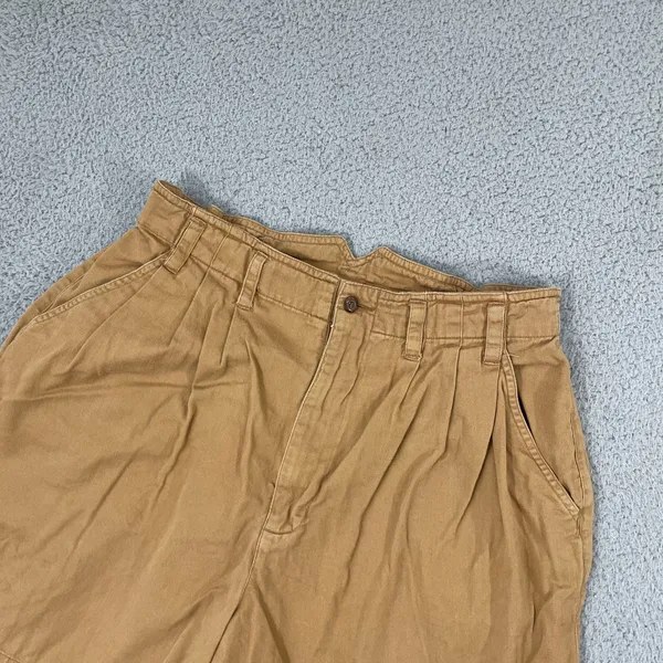 Vintage Venezia Vitale Paperbag Shorts Women 14 Tan Cotton High Waist Bermuda - Image 2