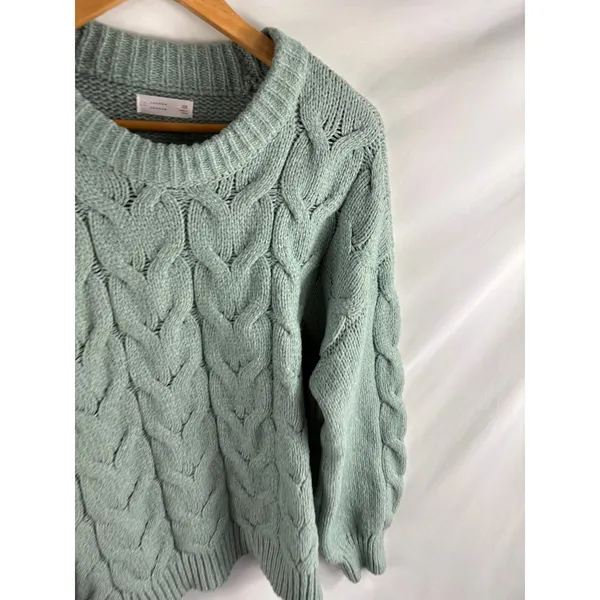 LC Lauren Conrad Cable Knit Mint Green Sweater Size 14W - Image 3