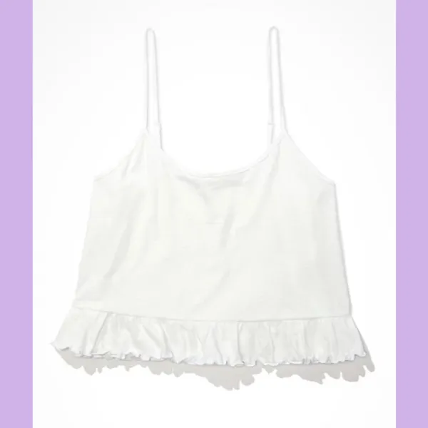 American Eagle NWT White Cropped Relaxed Cami - Image 4